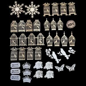 Wooden Die Cut Embellishments Lot 39‎ Pc Bird Cage Princess Rose Craft Supplies